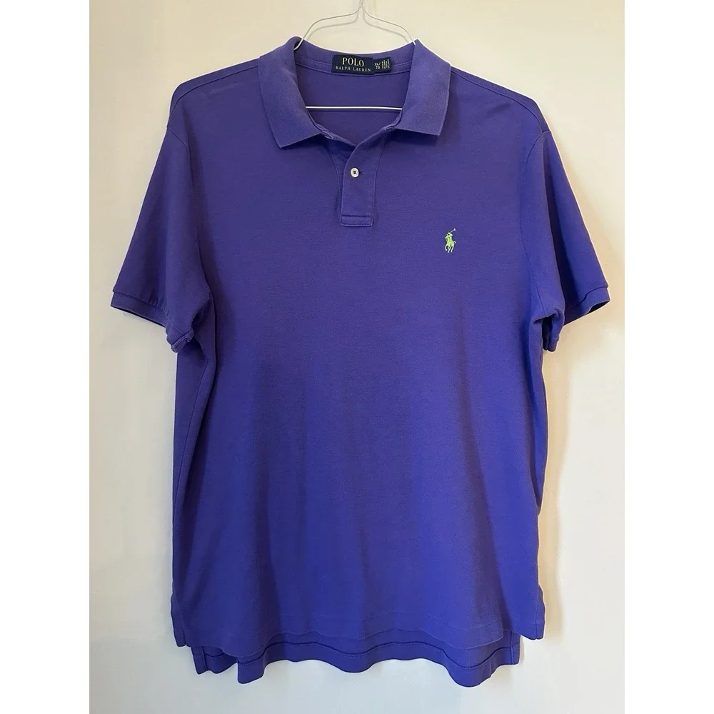 Vintage Polo Ralph Lauren Men's Purple Green Pony Polo Men's Size XL